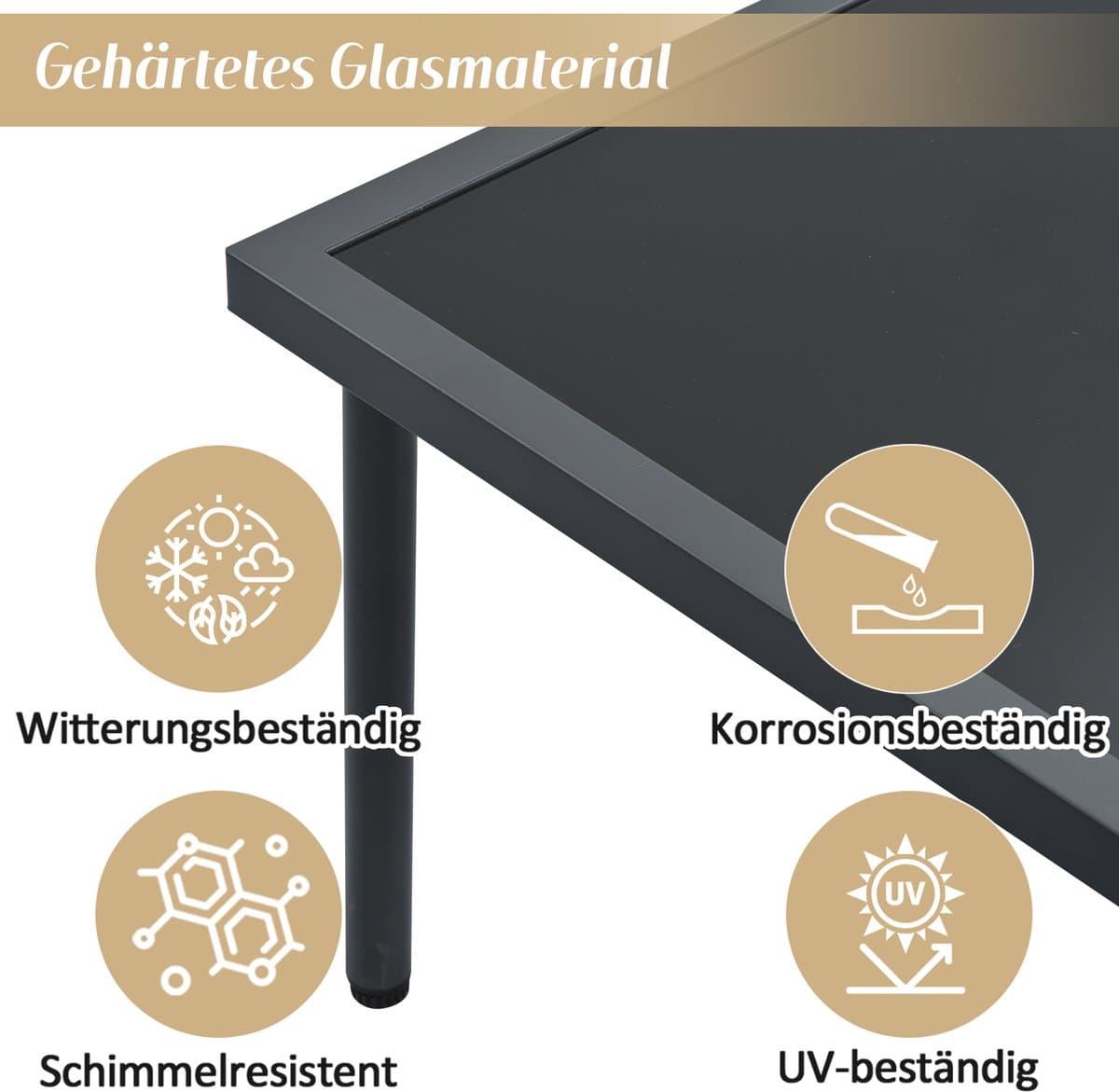 Loungestoelenset set van 6 - tuinmeubelset van touw - beige gevlochten touw - verstelbare poten - glad glazen tafelblad - beige thumbnail 5