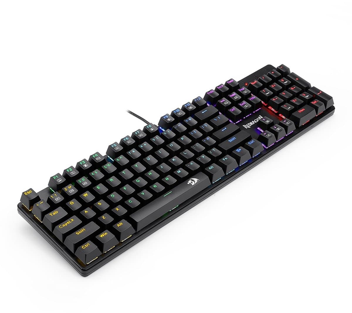 Redragon K671 104-toetsen mechanisch toetsenbord met regenboog achterverlichting - Red Switch, US-indeling - Zwart thumbnail 7