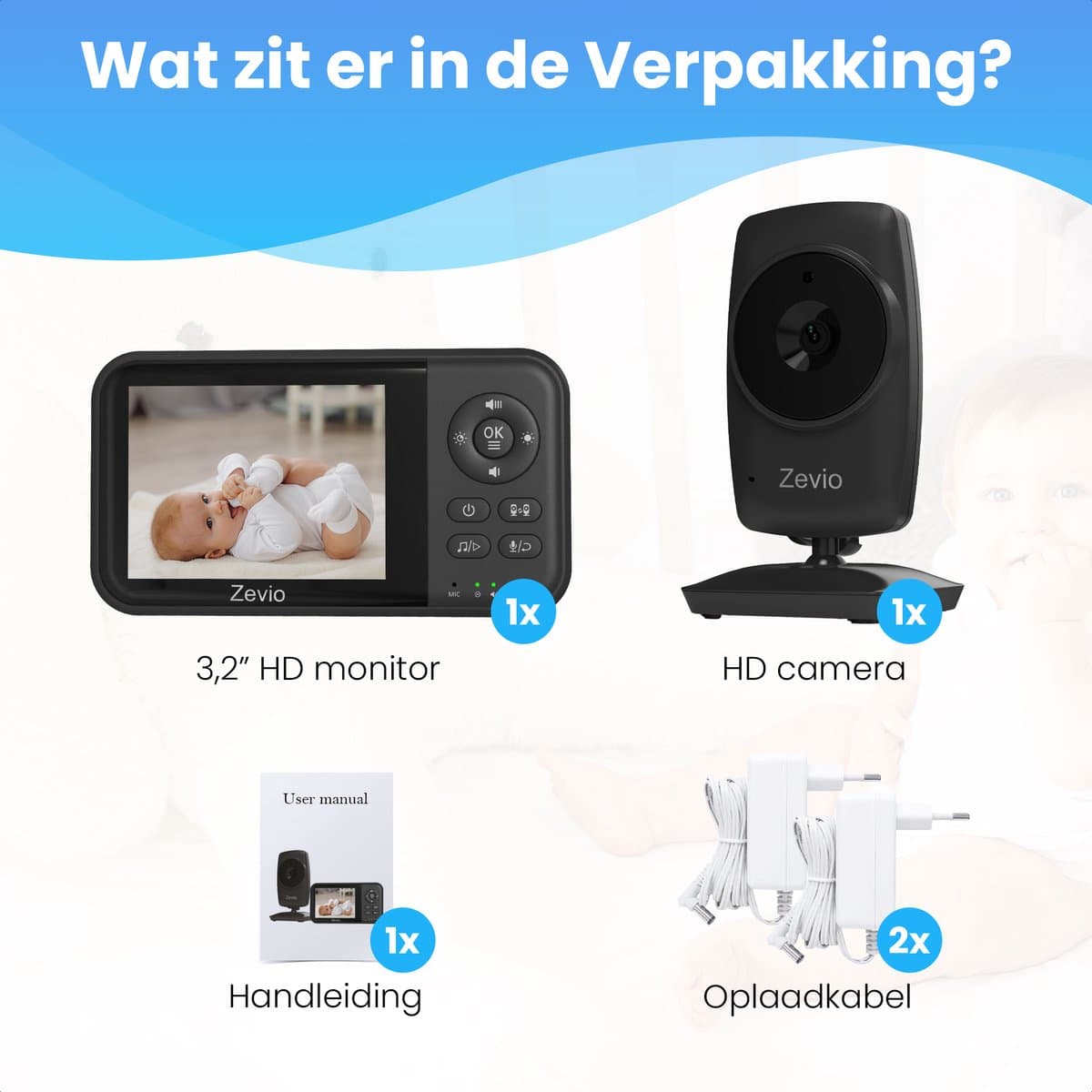 Zevio Babyfoon Comfort - Babyfoon Met Camera - Baby Monitor - Baby Camera - Zwart thumbnail 7