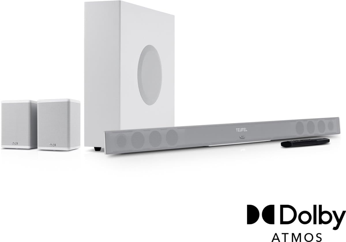 Teufel CINEBAR 11 voor Dolby Atmos "4.1-Set" - Soundbar met draadloze subwoofer & rearspeakers - Bluetooth met aptX - Virtuele surround sound - wit thumbnail 5