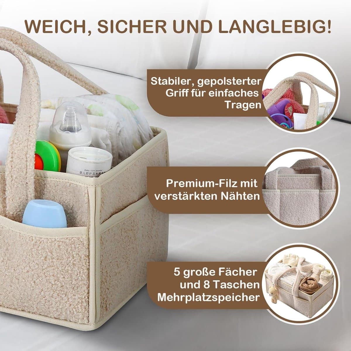 Luierzakjes opbergdoos - Pluche luiermand - luiertas - Luiermand - Beer-vormige luieropbergdoos - Luiertafel opbergdoos met verwisselbare vakken - Multifunctionele draagbare luieropbergdoos thumbnail 4