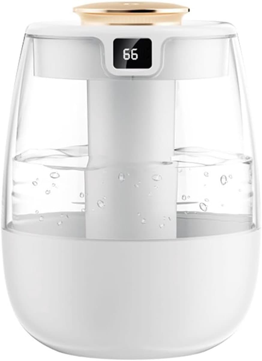 Slaapkamerbevochtiger - 1,3L - Luchtbevochtiger met koele mist - Met nachtlampje - Huis en planten - Babykamerbevochtiger - Stil - Waterloze automatische uitschakeling - (Wit)