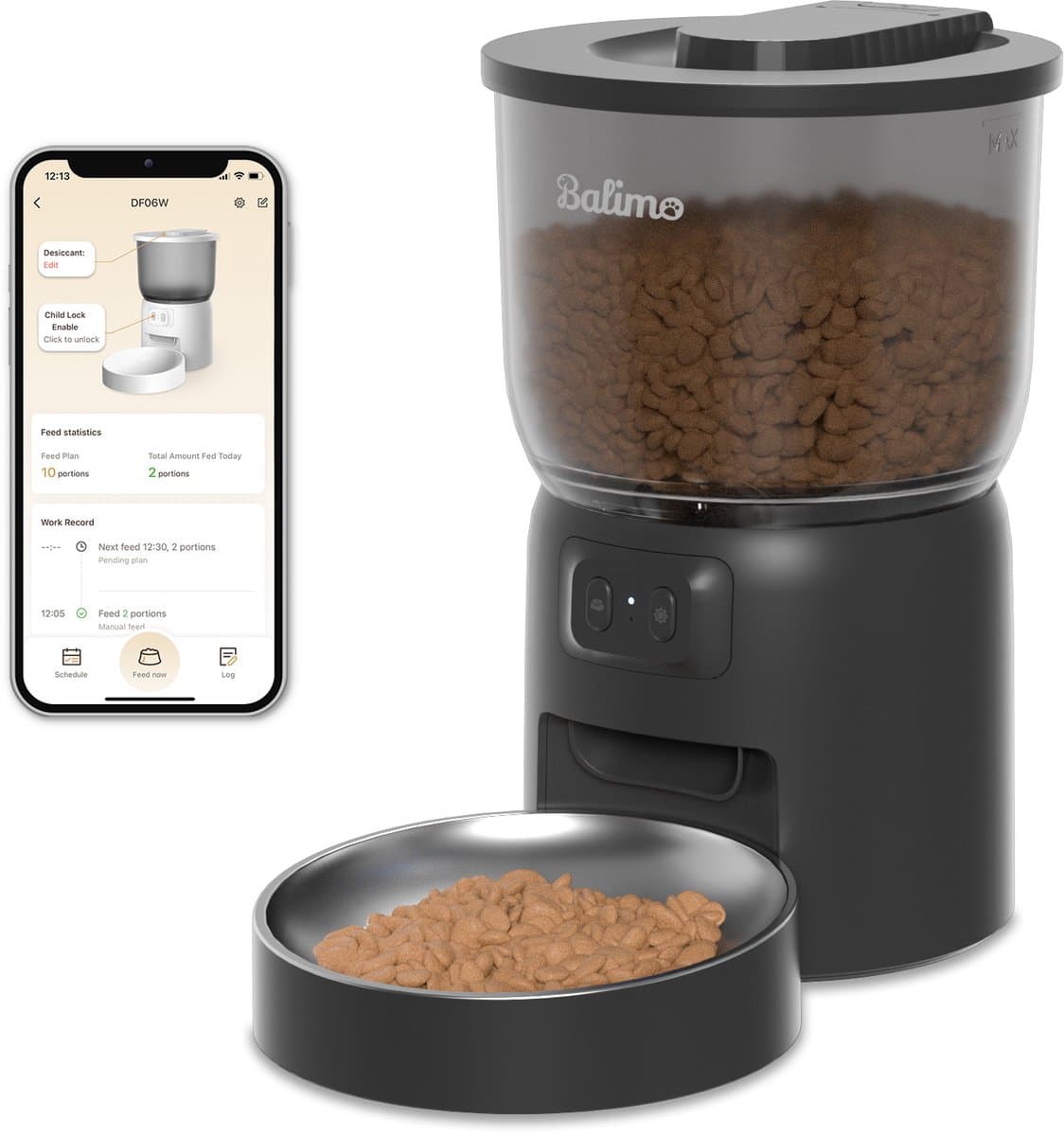 Balimo Automatische Voerbak - Kat & Hond - Voerautomaat Met App - Voerbak hond - Smartphone Besturing - Voerinhoud 3 L - Voor Katten- en Hondenvoer - Droogvoer - WiFi - Automatische voerbak kat - Zwart thumbnail 6