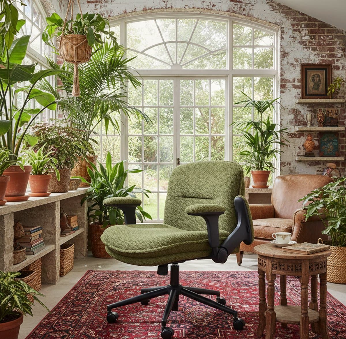 Bureaustoel Ergonomisch – Brede Comfort Stoel met Inklapbare Armleuningen, Dikke 15cm Zitting, Verstelbaar – Ideaal voor Thuiswerken, Gaming & Kantoor – Groen – House&Garden thumbnail 4