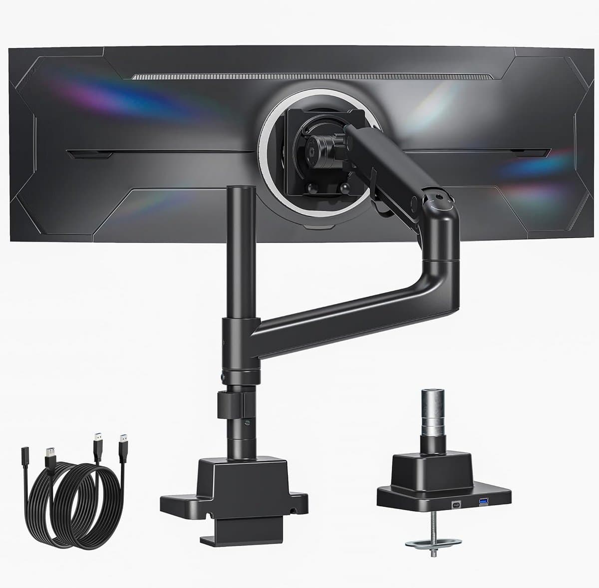 Zware Enkele Monitorarm voor Grote Schermen tot 57 inch en 27 KG, Gasveer Verstelbare Monitorstandaard