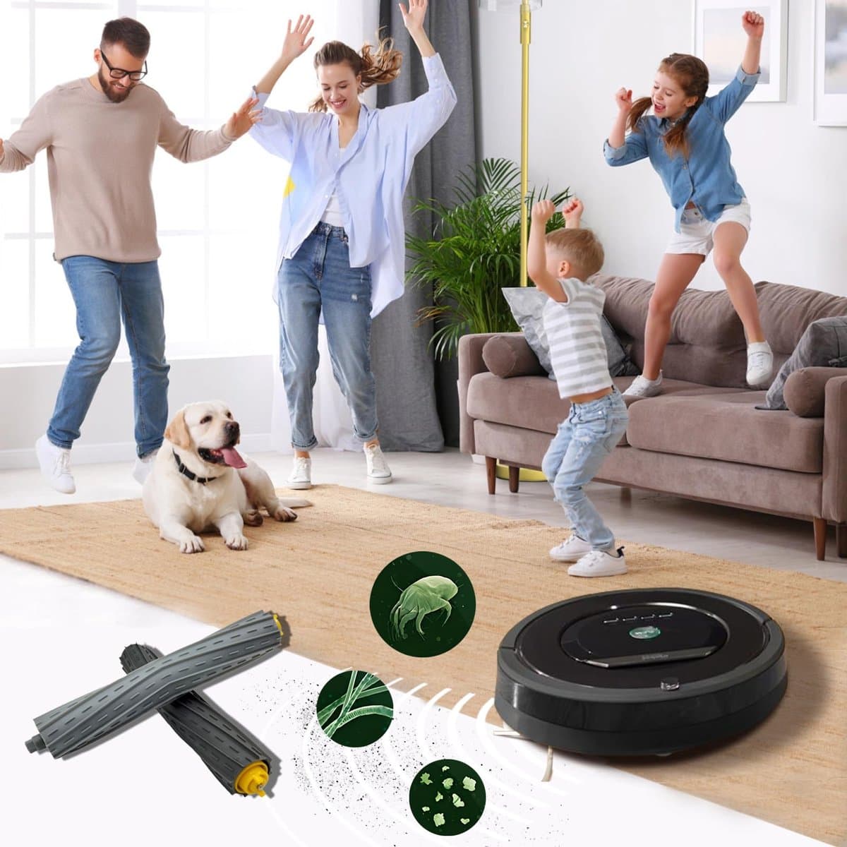 2 paar - Accessoires voor robotstofzuigers - Hoofdborstel voor iRobot Roomba 800- en 900-serie - Vervangende borstel voor modellen 860, 870, 880, 980 - Reinigingsborstel - Reinigingsaccessoires - Diverse kleuren thumbnail 5