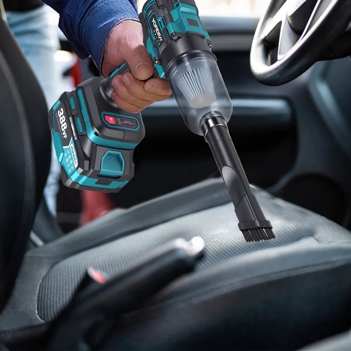 Stofzuiger - Bladblazer Met Accu - Blazer - Sneeuwblazer - Kruimeldief Snoer - 2 In 1 - Auto Blazen en Zuigen - 2x 388vf Accu's -Borstelloos thumbnail 7