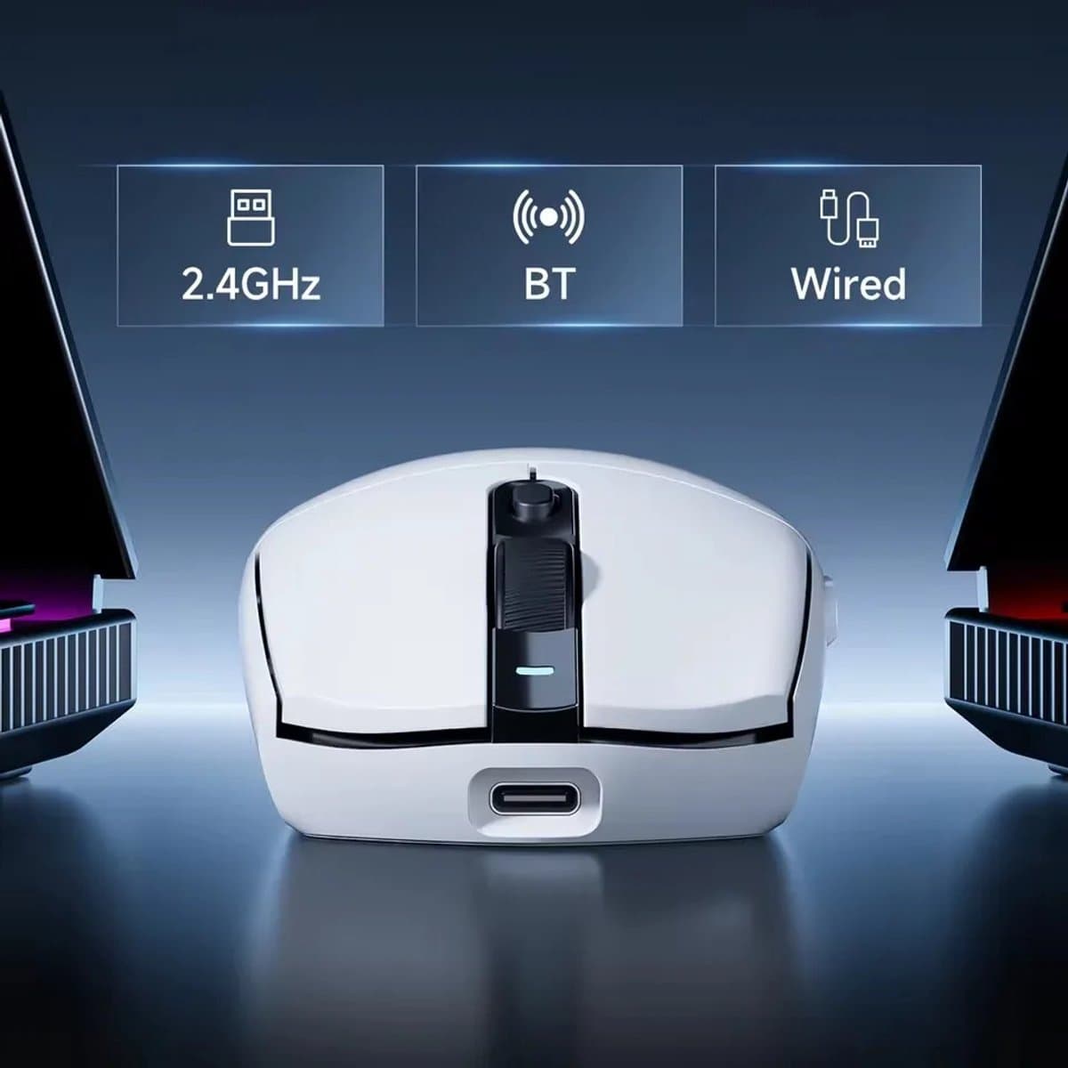 MCHOSE G3 V2 - Gaming Muis - PAW 3311 Sensor - TTC Silver Switch - 1K Bedraad + 1K Draadloos - 3 Modi - 800mAh - Wit thumbnail 3