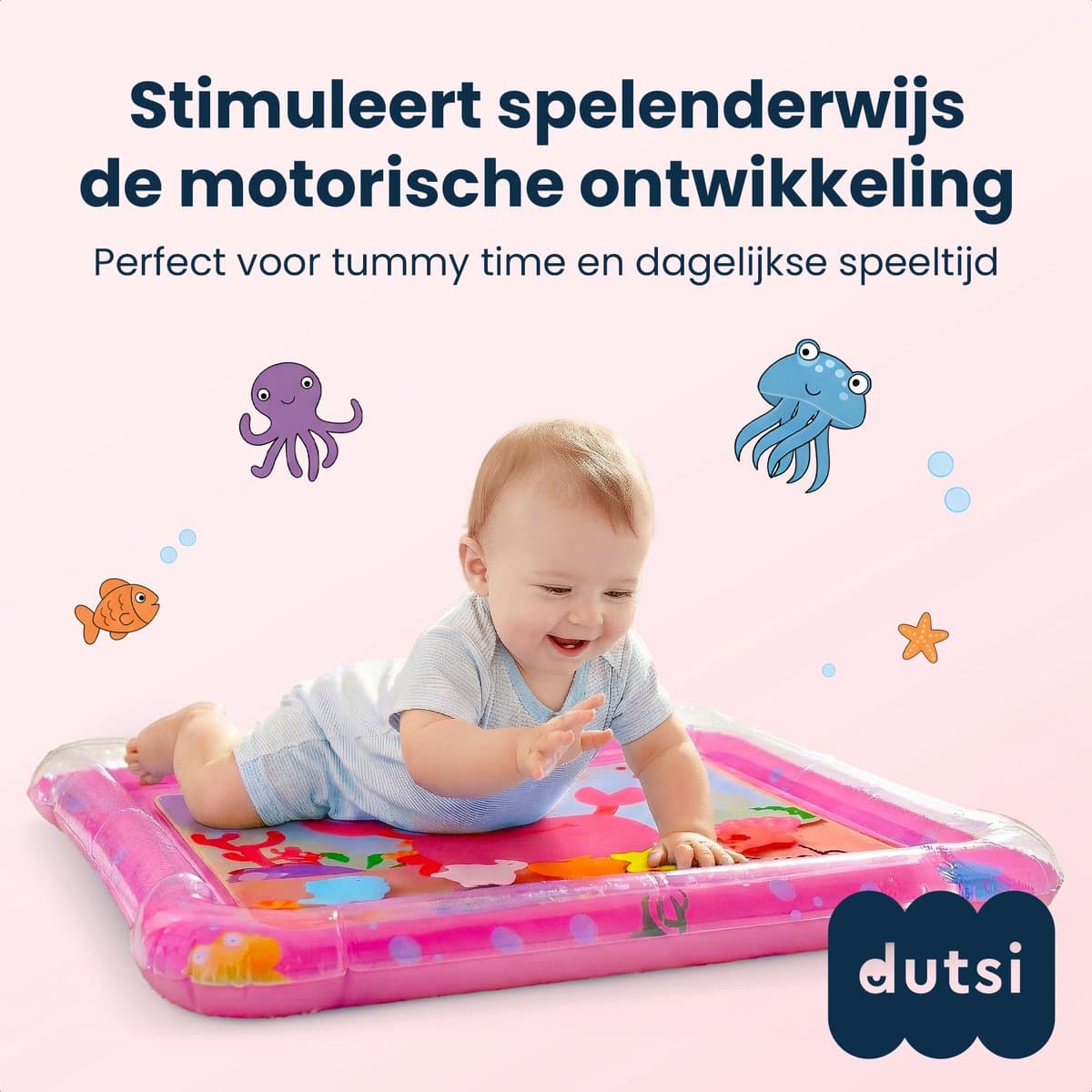 Dutsi - Waterspeelmat Baby - Watermat - Stimuleert Motorische Ontwikkeling - BPA Vrij & Lekvrij - Kraamcadeau - 61x50cm – Roze thumbnail 2
