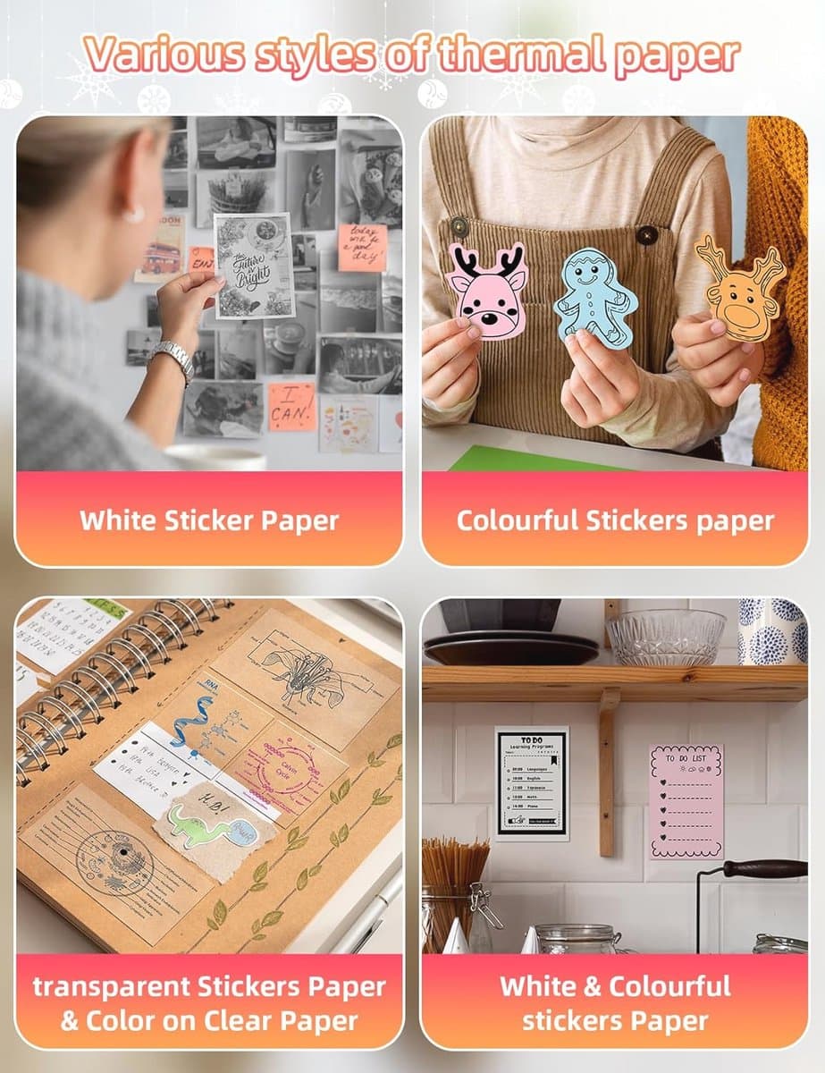 Draagbare Mini Printer - Bluetooth Thermische Stickerprinter voor Telefoon met Papierrol voor Foto's, Notities, Dagboeken en DIY thumbnail 3