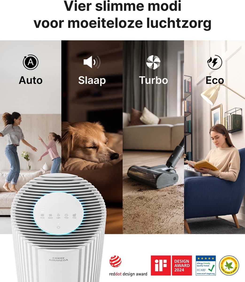 Coway Luchtreiniger – AIRMEGA 350 – met HEPA filter – Air Purifier – CADR 713 m³/u – voor grote ruimtes (tot 148 m²) – PM10 sensor – energiebesparende modus – Wit thumbnail 8