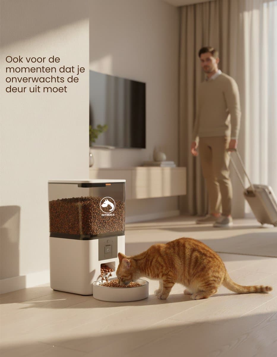 PetMeals® SmartFeed Pro - Automatische Voerbak - Full HD Camera - WiFi & App Bediening - 6L Inhoud - Voor Katten & Honden - Wit thumbnail 5