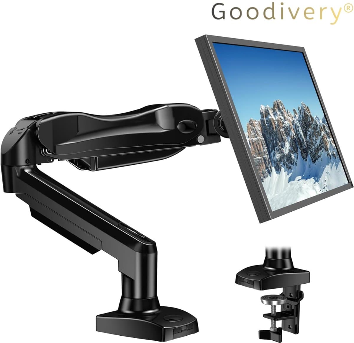 Goodivery® - Monitor Arm 1 Scherm - Voor Schermen Van 13 Tot 32 Inch - Enkele Monitorarmstandaard Met Een Draagvermogen Van 2 Tot 9 KG - In Hoogte Verstelbaar - Kantelbaar - Draaibaar En Roterend thumbnail 6