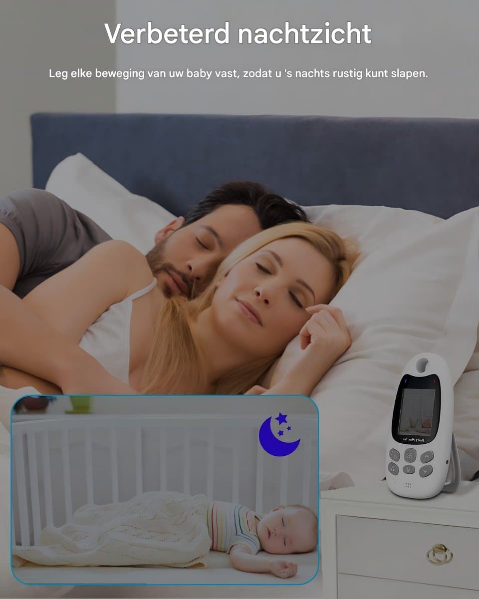 Draadloze Baby Monitor - Babyfoon met HD Camera - 2 inch LCD-scherm (176x220 pixels)-Babyfoon met camera zonder wifi - Compact & Privacyvriendelijk-Tweewegcommunicatie - Nachtzicht thumbnail 5