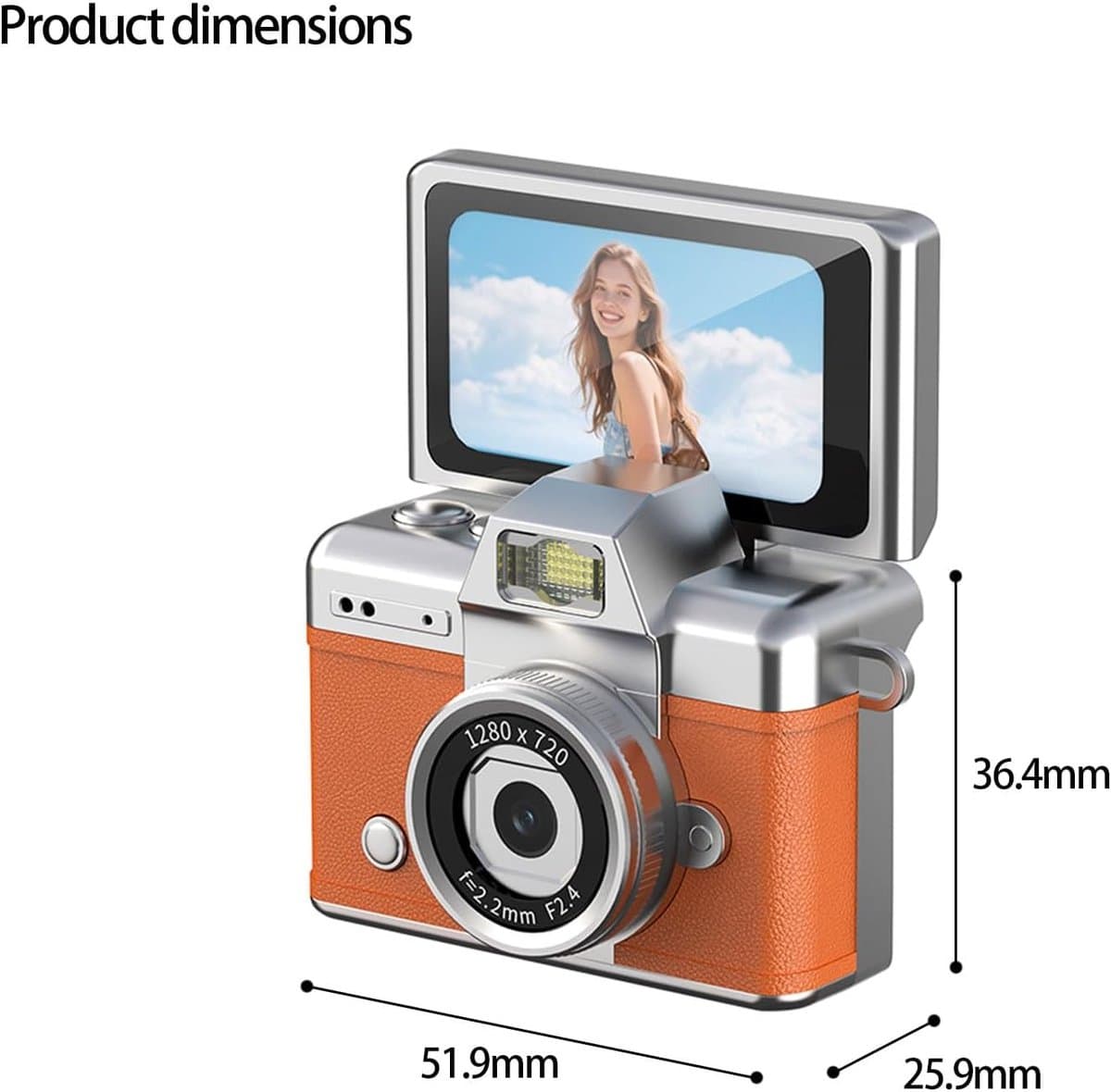 Mini sleutelhanger camera - 1080P digitale camera met 64GB TF-kaart, compact gadget voor kinderen en volwassenen, ideaal verzamelobject en cadeau voor reizen, verjaardagen en als klein cadeautje - Roze thumbnail 2