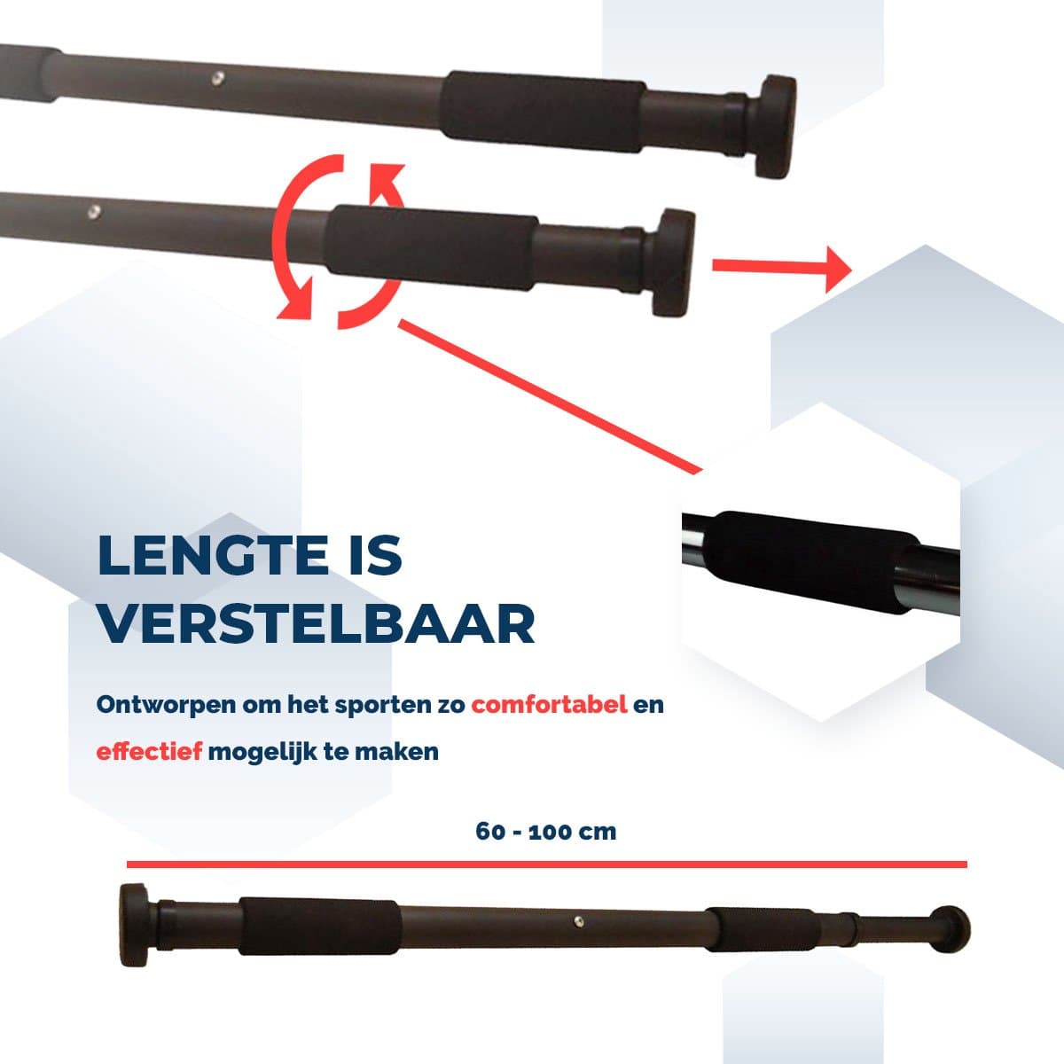 SOUTHWALL Pull Up Bar – Verstelbare Optrekstang Deurpost – 60 tot 100 cm Verstelbaar – Chin Up Bar – Krachttraining – Home Gym – Pull Up Station voor Thuis Sporten – Buikspiertrainers – Trainingsstang – 150kg Draagkracht – Zwart thumbnail 2