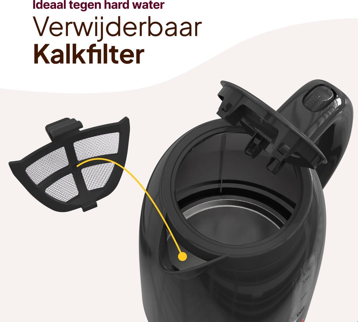 Vivid Green 2200W Waterkoker - 1.7L – BPA-vrij - Kalkfilter - Zwart thumbnail 5