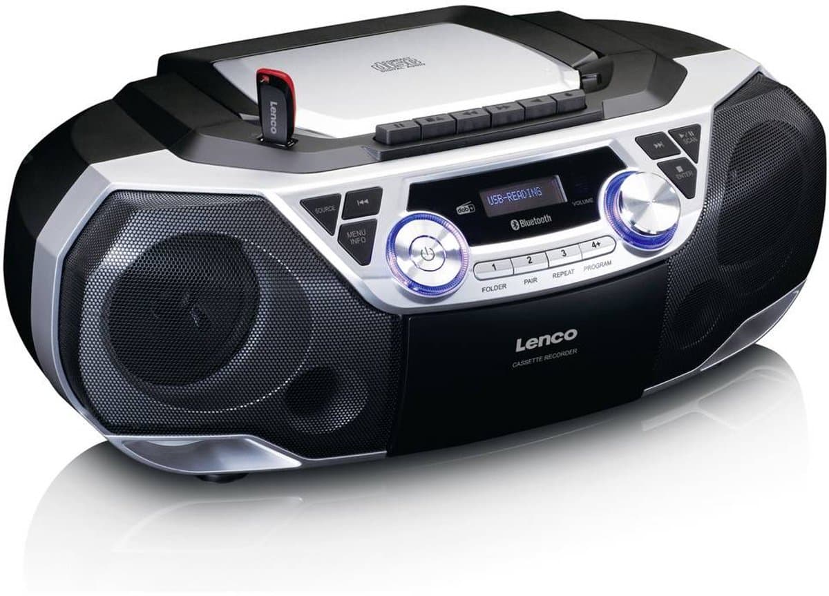 Lenco SCD-720SI - Draagbare DAB+ Radio met Bluetooth, CD-speler en Cassette - Stereo Boombox - Netstroom & Batterijen - Zilver thumbnail 3