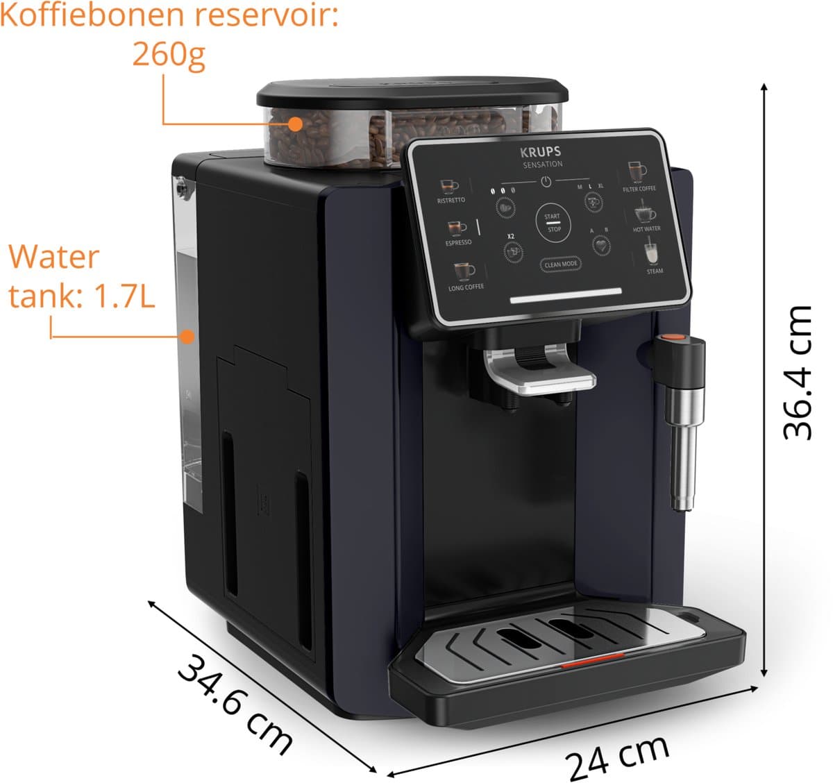 Krups Sensation C50 EA910B - Volautomatische Espressomachine - Nachtzwart - Favorieten Opslaan - Koffiemachine met bonen thumbnail 8