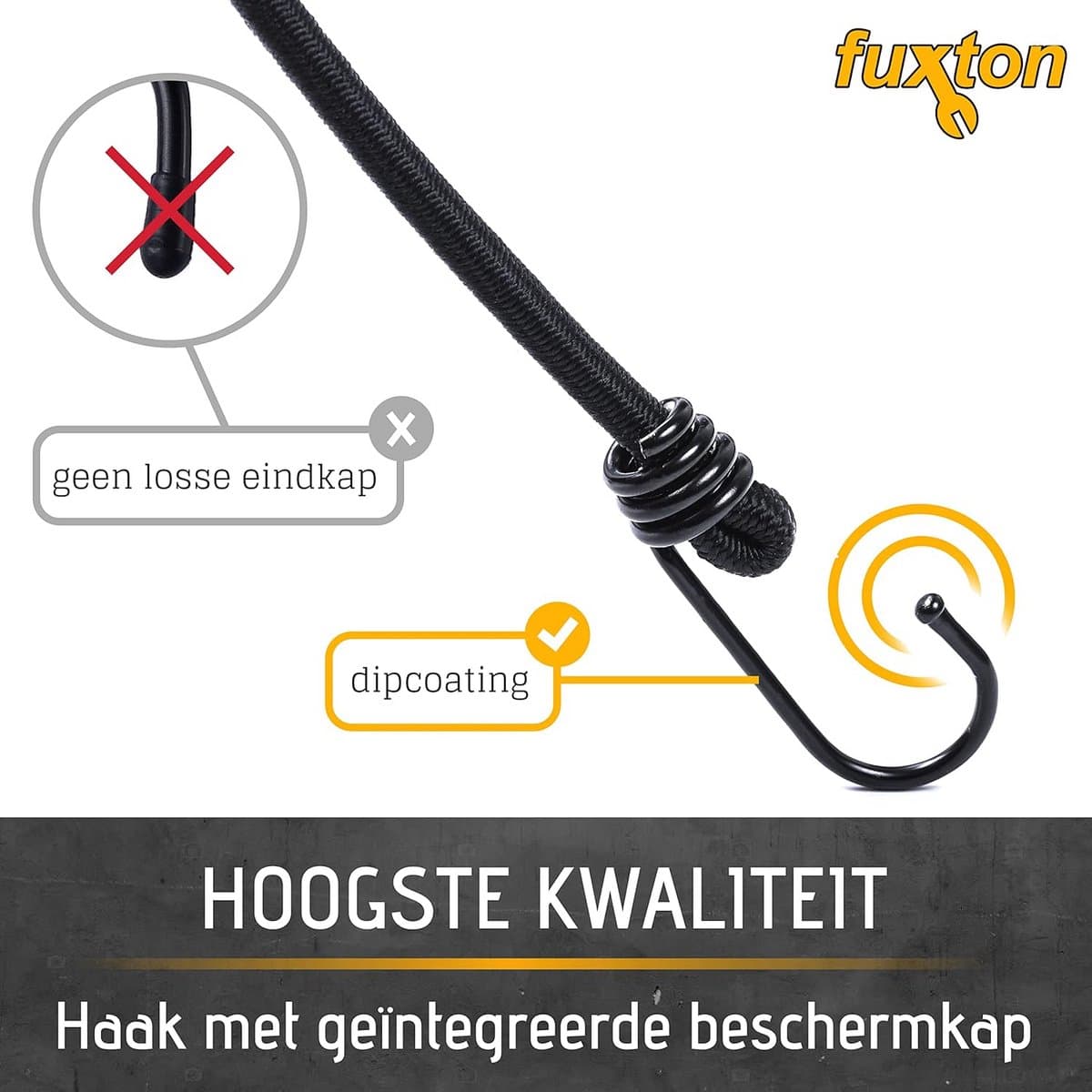 Set van 10 spanschroeven met dubbele haken - 30cm zwart voor dakdragers, fiets, auto en tent thumbnail 3