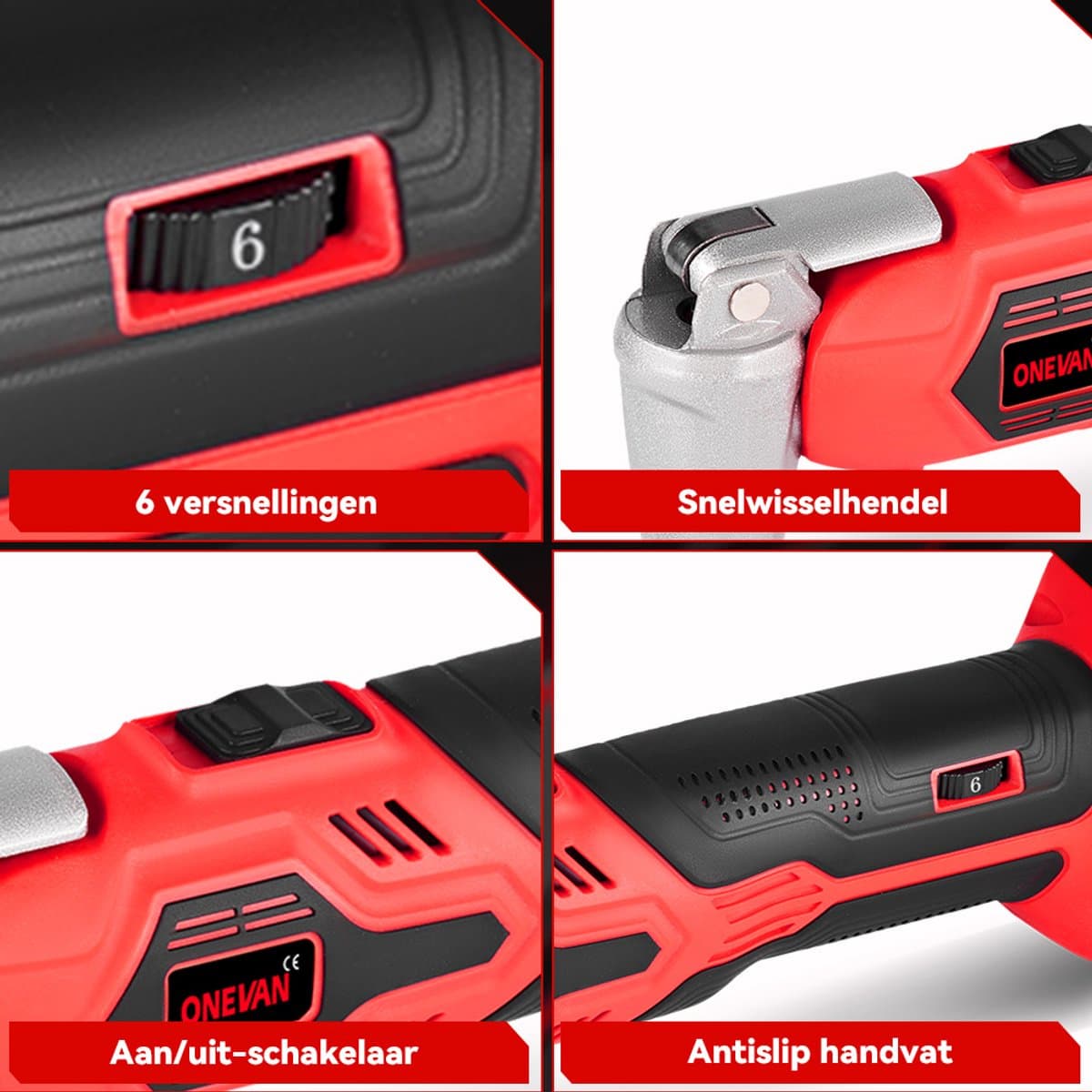 ONEVAN Accu Multitool - met 2x Accu's & 22x Accessoires - Oscillerend Gereedschapsset - 20.000 tpm - 6 variabele snelheden - voor verwijderen, schrapen en zagen thumbnail 7