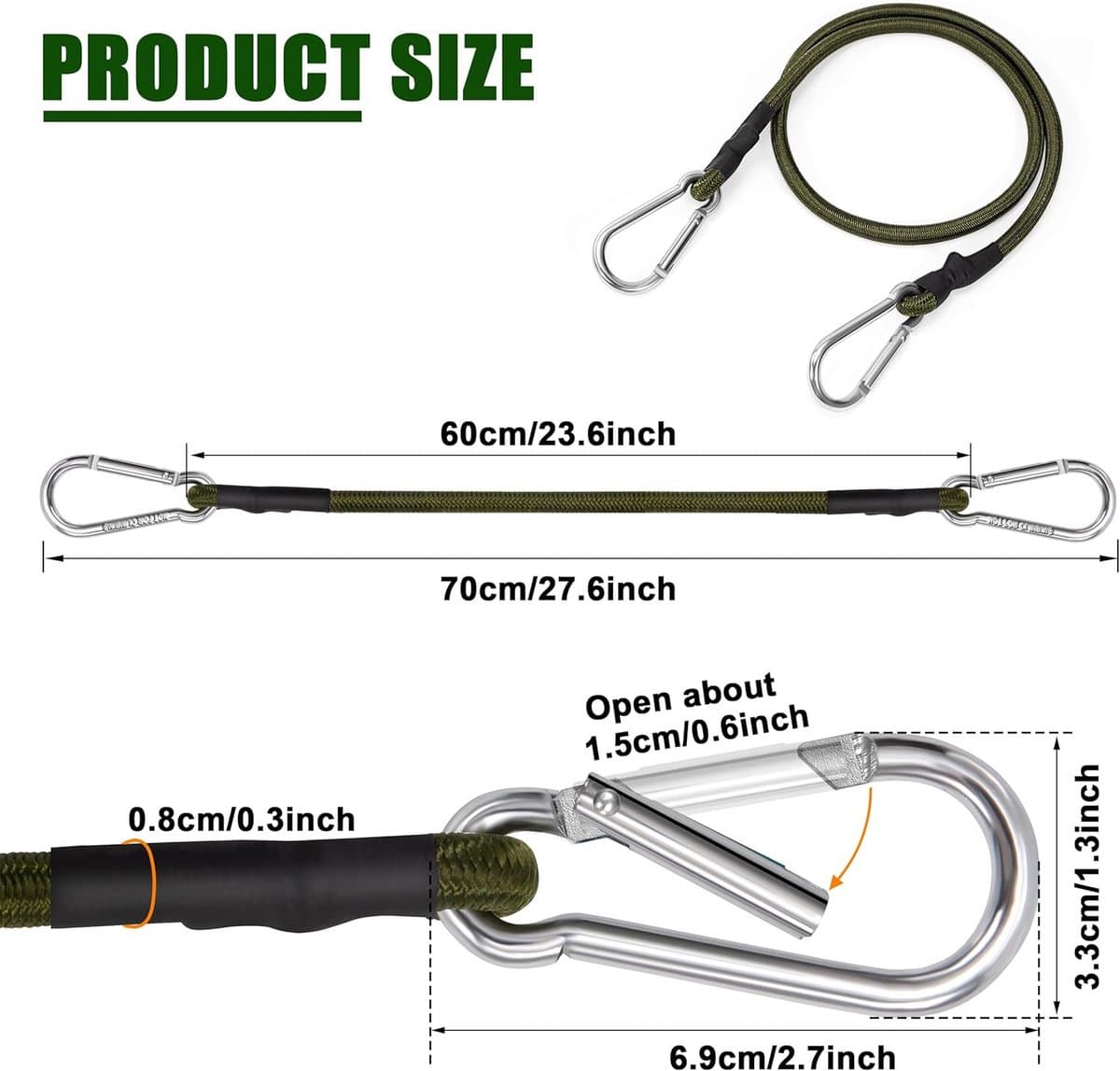 2x Spanbanden met Haak 60cm – Elastische Bungee Koorden voor Fiets, Motor, Dakdrager en Kamperen thumbnail 7