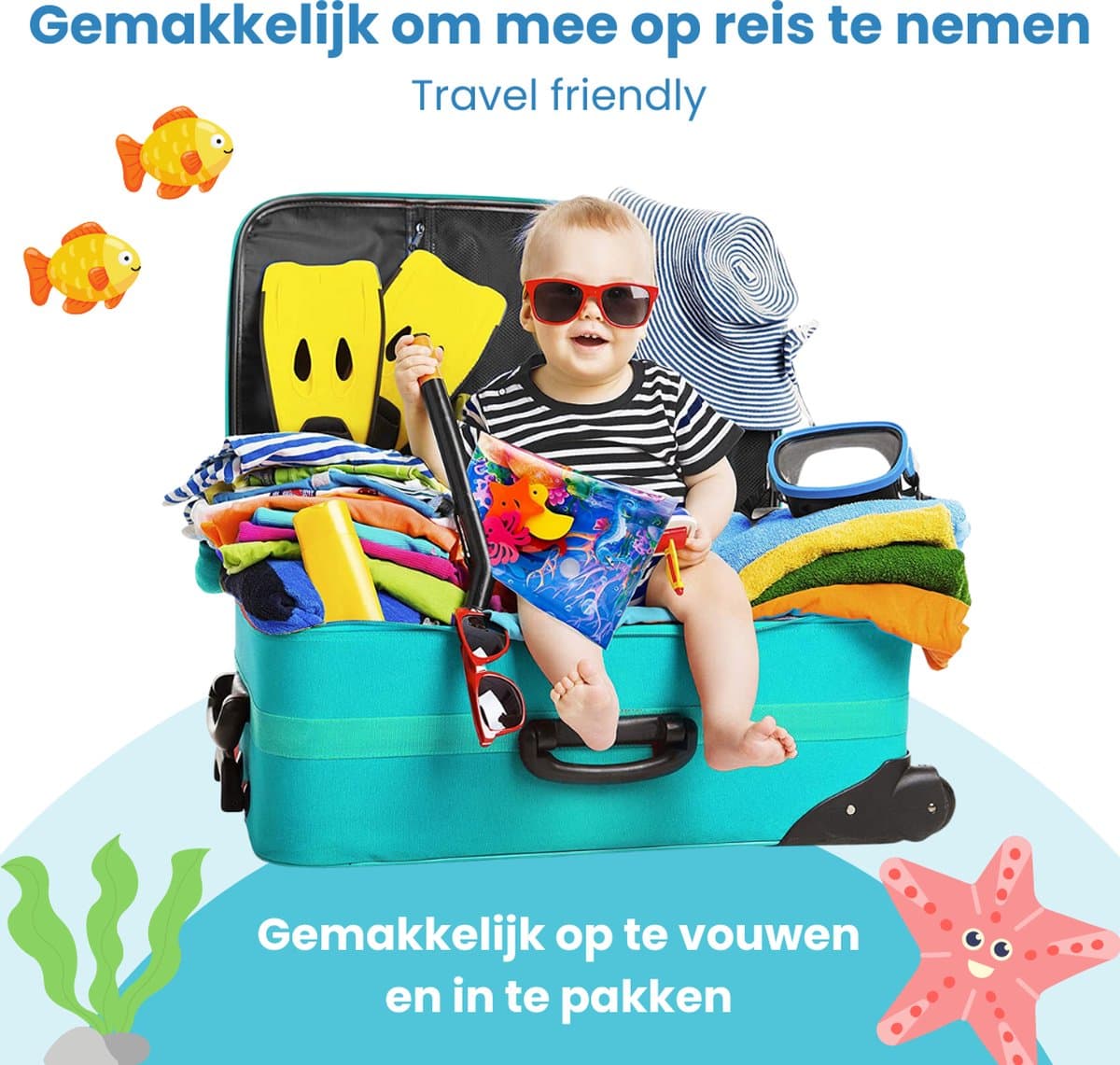 Waterspeelmat Met Figuurtjes | Waterspeelmat Baby | Watermat Baby | Origineel Kraamcadeau Voor Jongen En Meisje | Babyshower Cadeau | Blauw thumbnail 7