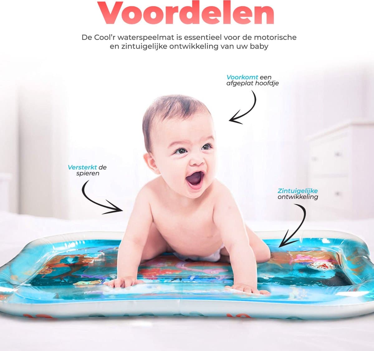COOL'R® M Waterspeelmat - Met geluid - Speelmat - Kraamcadeau - Opblaasbaar baby water speelmat - Speelkleed - Water speelgoed - Baby speelgoed 0 jaar - Babygym - Kinder speelgoed - Tummy Time thumbnail 4