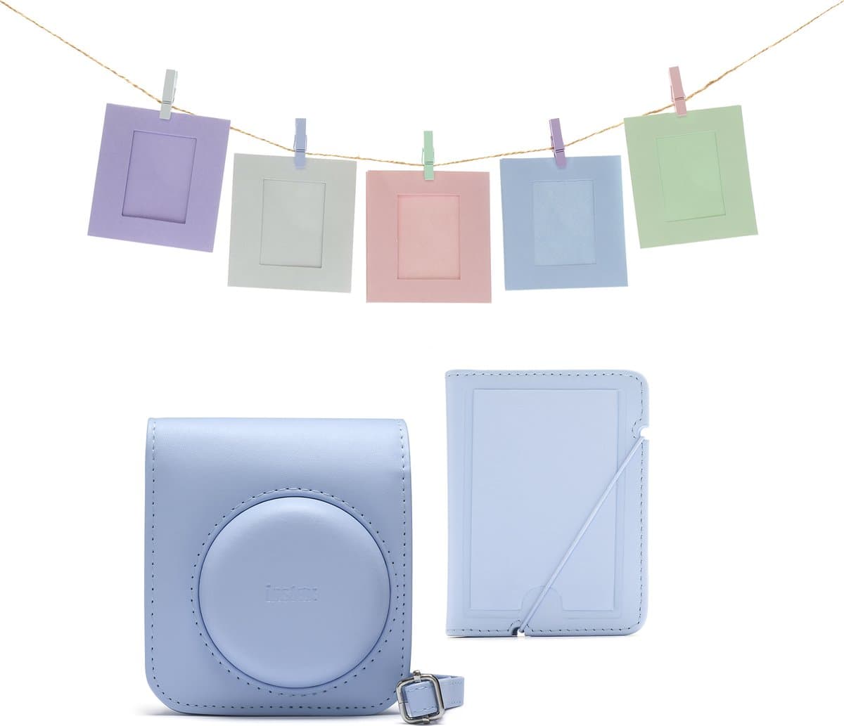 Fujifilm Instax Mini 12 accessoires - Cameratas, fotokaarten met clips & fotoalbum - Pastel Blauw thumbnail 2