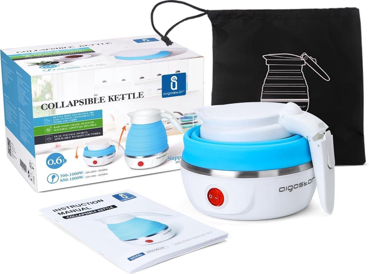 Aigostar Opvouwbare Mini Waterkoker 0,6L – Reis & Camping, Dual Voltage, BPA-vrij thumbnail 5