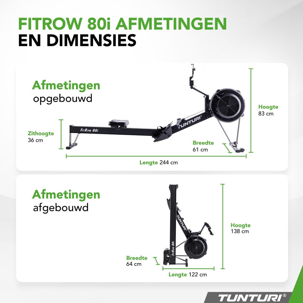 Tunturi Fitrow 80i Roeitrainer - Roeimachine Fitness - Inklapbaar roeiapparaat - 10 Weerstandsniveaus - Luchtweerstand – Bluetooth thumbnail 6