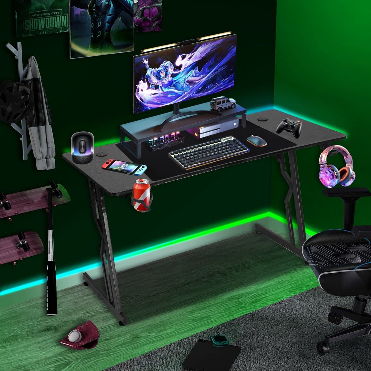 Game Bureau140x60 cm,Game Bureau,Zwart Carbon, Hoekbureau, Gaming Desk ,Computertafel thumbnail 4