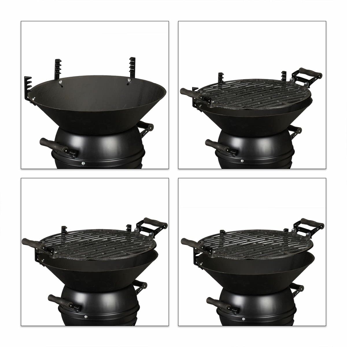 houtskool barbecue - gietijzer en staal - hoogte verstelbaar - draagbaar - rooster Ø 35 cm - zwart thumbnail 2