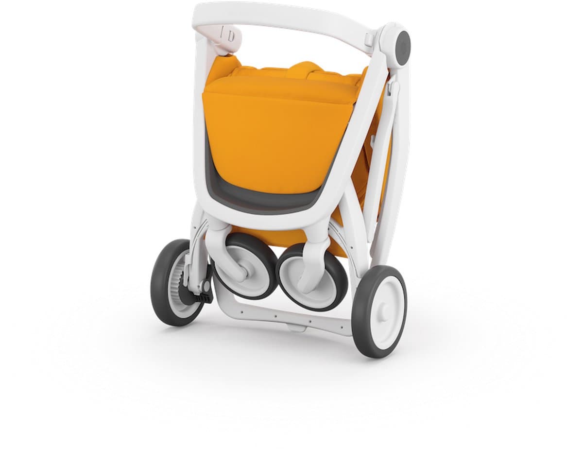 Greentom Classic Buggy Kinderwagen - Lichtgewicht Reisbuggy, Inklapbaar, Duurzaam (Gerecycled) - Wit Geel thumbnail 4
