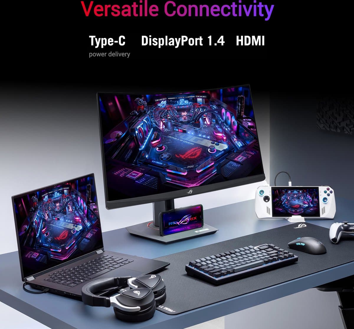 ASUS ROG Strix XG27WCS - QHD VA Curved Gaming Monitor - 180hz - USB-C 7.5W - G-S thumbnail 4