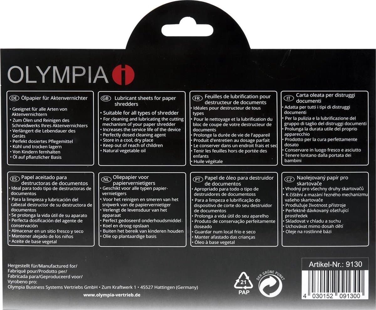 Olympia 9130 papierversnipperaaraccessoire Smeerolie 12 stuk(s) thumbnail 2