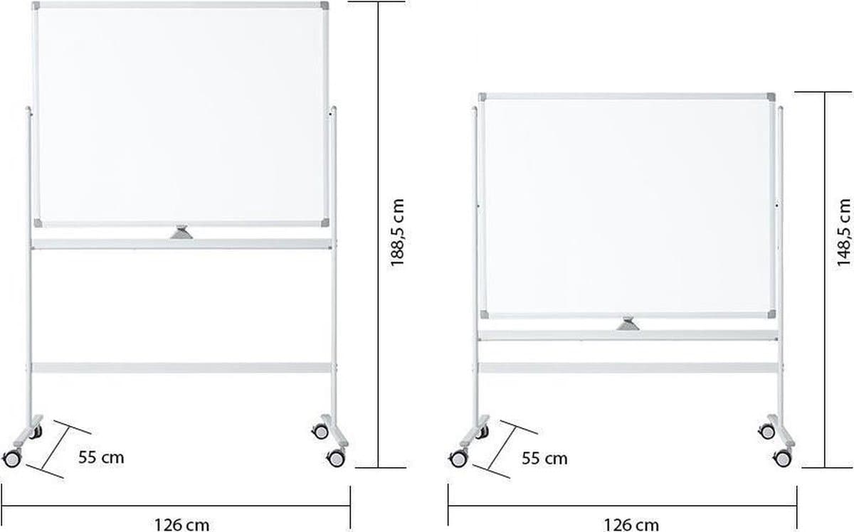 IVOL Verrijdbaar whiteboard - Dubbelzijdig en magnetisch - 90x120 cm - Wit thumbnail 6