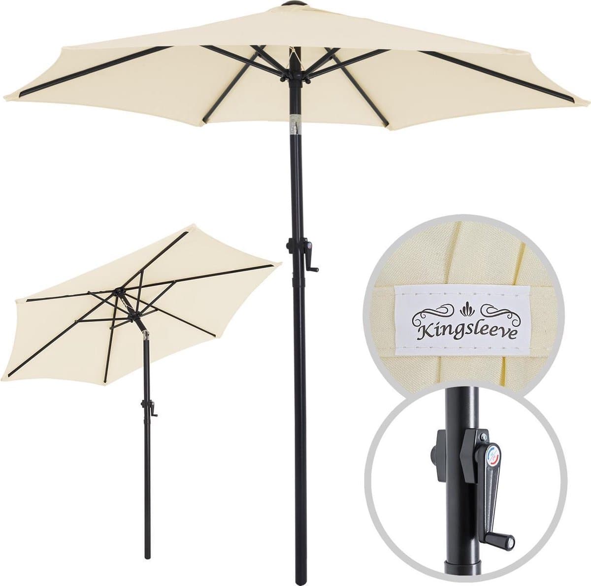 Kingsleeve Parasol 200cm - met Zwengel en Kantelmechanisme - Beige thumbnail 4