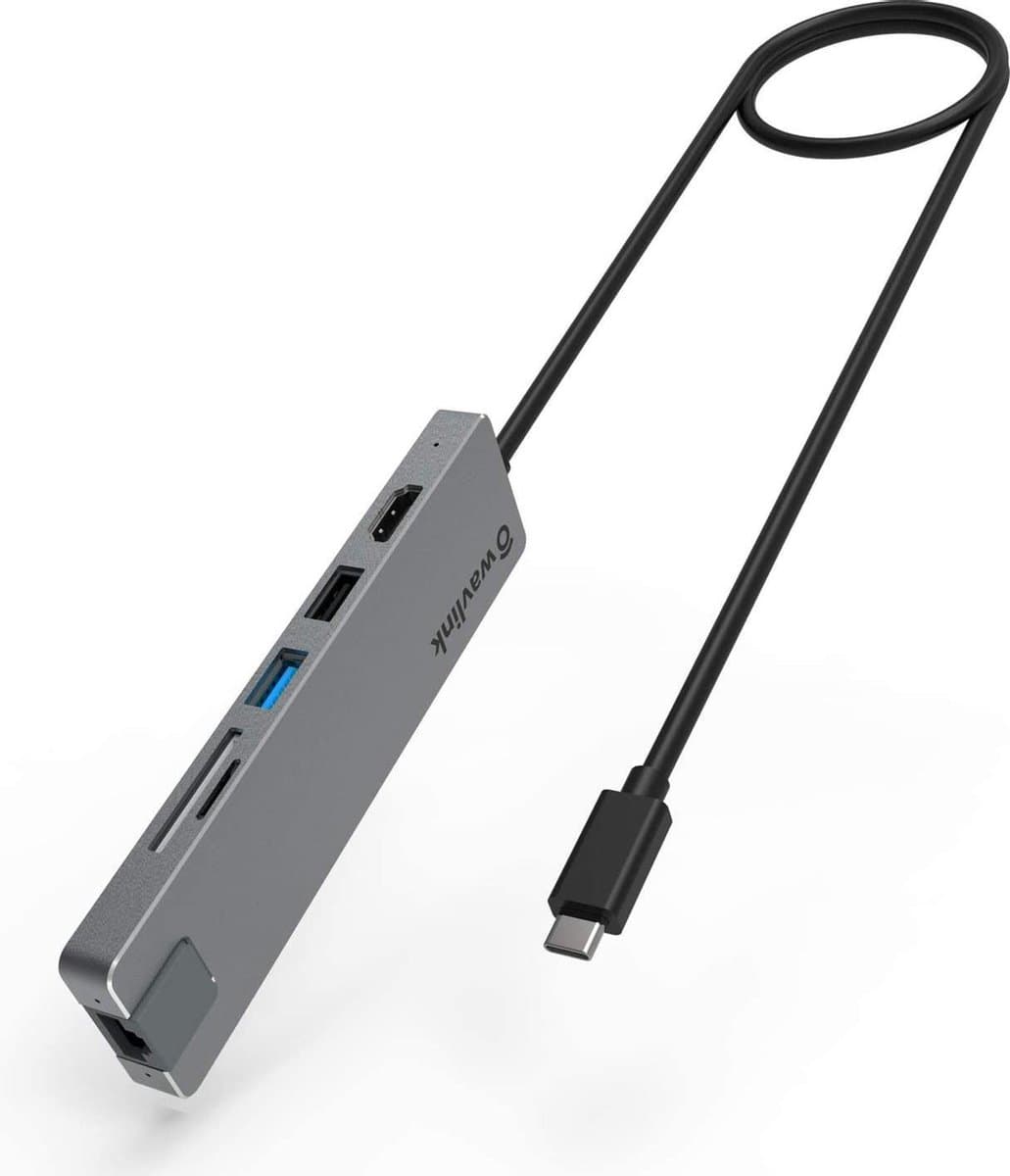 Wavlink USB-C 4K Mini Docking Station - HDMI - SD/TF kaart lezer - USB 3.0 - Ethernet poort - Multifunctioneel - Reis - USB HUB - Docking - Windows - Mac OS X