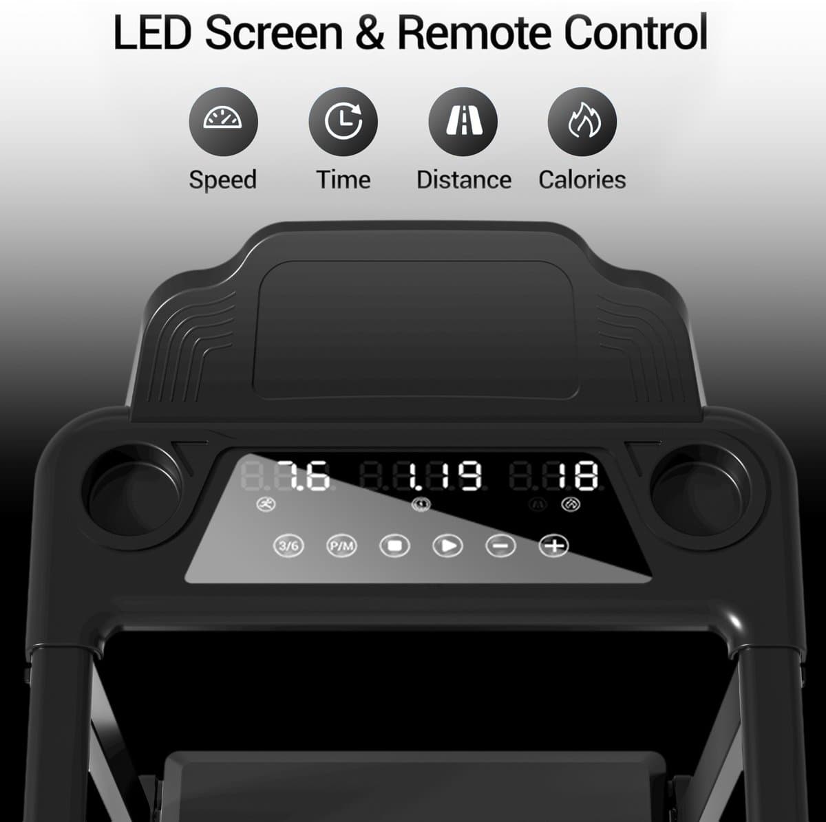 Opvouwbare loopband voor thuisgebruik, 12 km/u, loopvlak met handmatig instelbare helling in 3 standen, 3,0 pk motor, led-display, maximaal 159 kg draagvermogen, loopband voor wandelen, joggen en hardlopen. thumbnail 8