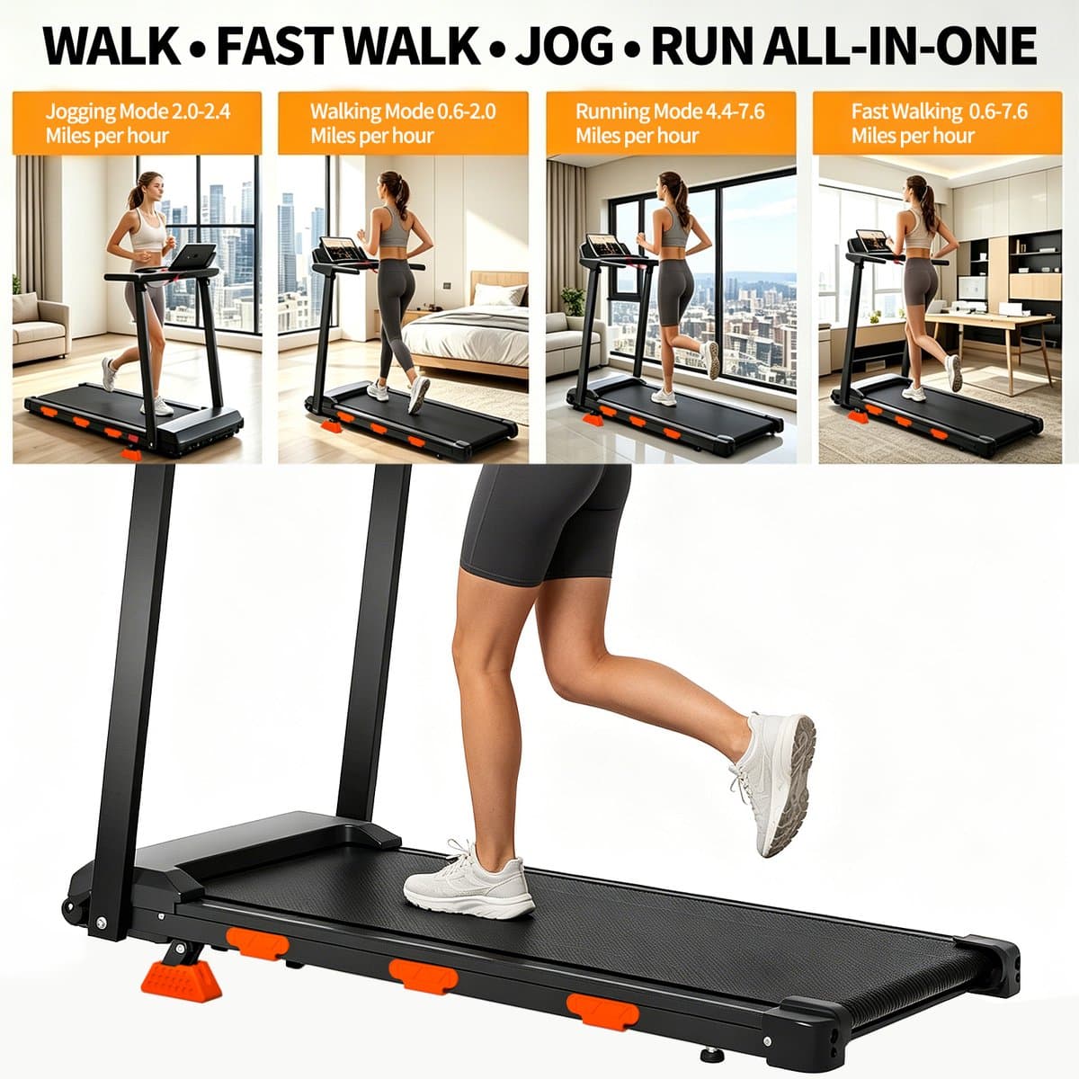 Opvouwbare loopband voor thuisgebruik, 12 km/u, loopvlak met handmatig instelbare helling in 3 standen, 3,0 pk motor, led-display, maximaal 159 kg draagvermogen, loopband voor wandelen, joggen en hardlopen. thumbnail 3