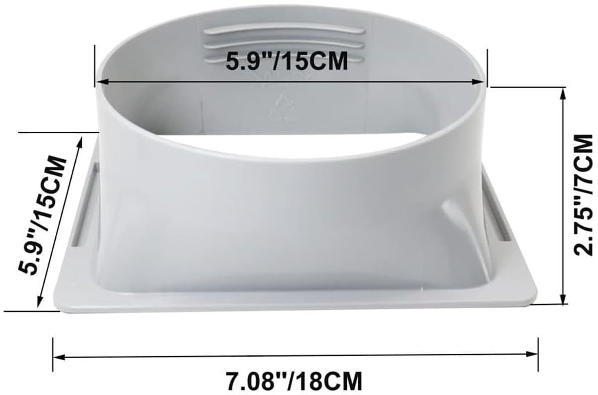 5,9 inch draagbare airconditioner uitlaatslangconnector - mobiele airco-unit pijpconnector - AC-slangverlengconnector Airconditioneraccessoires - voor AC-uitlaatslangconnectorverlenging - vierkant thumbnail 6