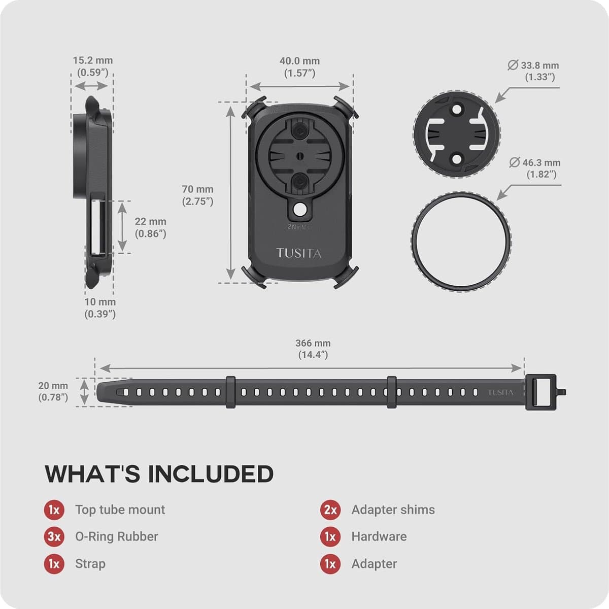 SnelShoppen - Top Tube MTB Holder voor Garmin Edge & Wahoo ELEMNT - Stabiele Bevestiging voor Mountainbikes - Meerdere Montageopties - Ideaal voor Fie thumbnail 2