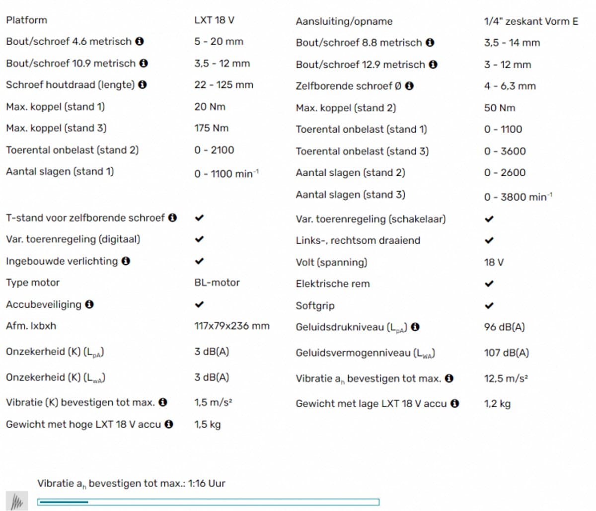 Makita DTD154ZJ 18V slagschroevendraaier 175 Nm thumbnail 3