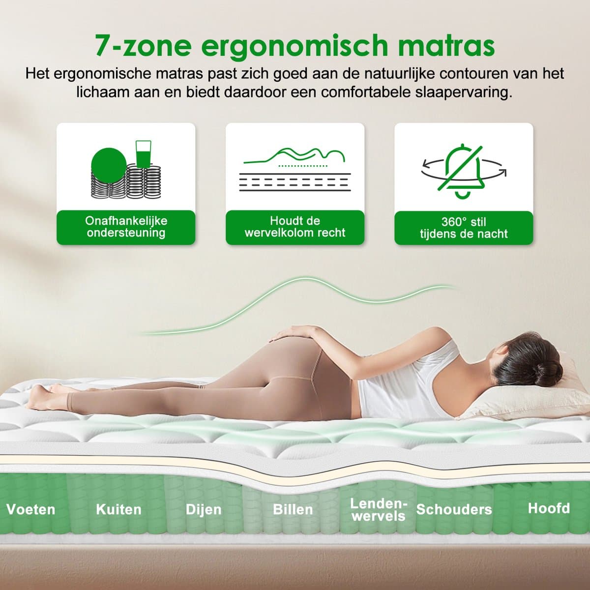 Matras 160x200 - 7 zones pocketvering, orthopedisch thumbnail 6