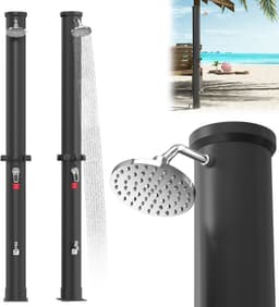 Productfoto van Aufun Zonnebaden Douche 40L – Draadloze Buitendouche voor Tuin, Kamperen en Zwembad, Zonneenergie Verwarming met Tuinslangaansluiting (Zwart)