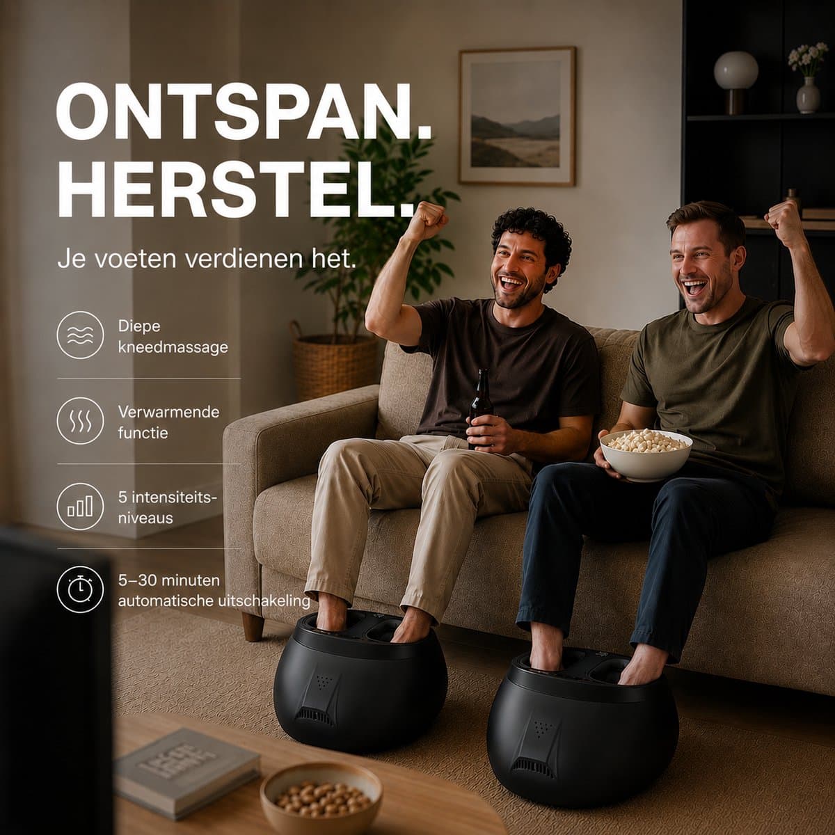 Northwall Voetmassage Apparaat - Shiatsu Voetmassage Met Luchtcompressie En Infrarood Warmte - Voor Verbeterde Bloedcirculatie, Ontspanning En Herstel - Inclusief Afstandsbediening thumbnail 6