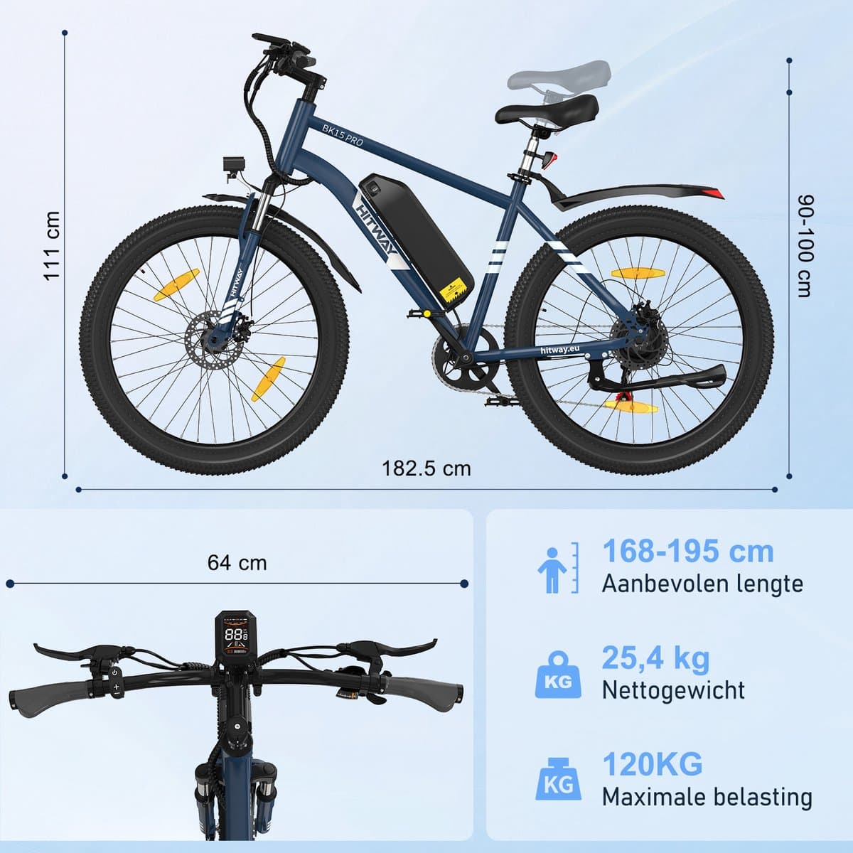Hitway BK15 Pro - elektrische fiets 250W motor, 60-100km bereik thumbnail 5