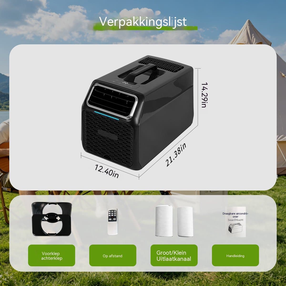 Mobiele Airco - Airconditioner Met Slang - Koelen Ontvochtigen Ventileren - Afstandsbediening En Timer - 7500 BTU - Kleine Ruimtes - 54,3x31,5x36,3 cm - Zwart thumbnail 6