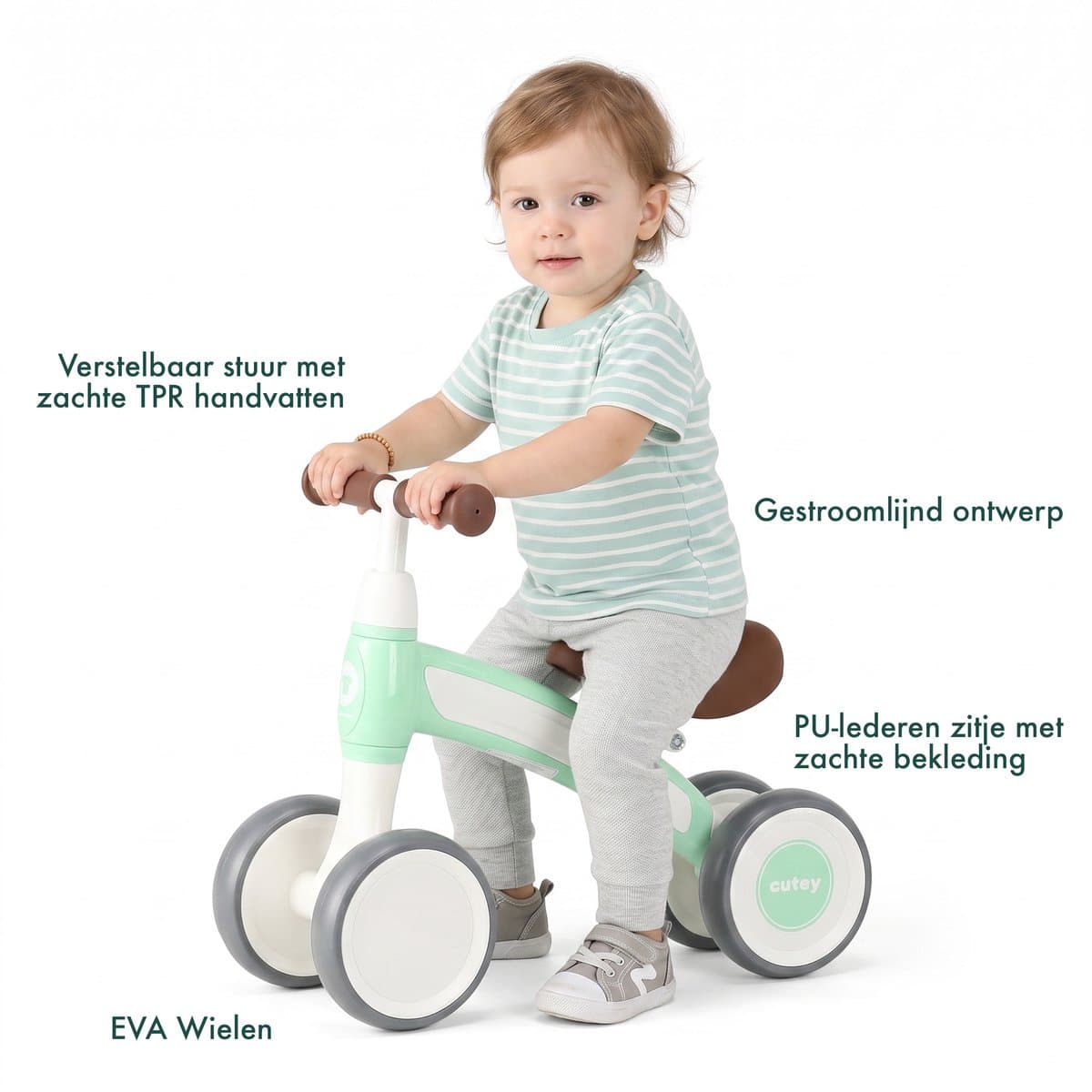 Qplay Cutey Loopfiets - Peuter Balansfiets - Lichtgewicht - Groen thumbnail 5